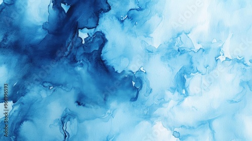 Wallpaper Mural A vibrant blue abstract watercolor texture showcasing fluid gradients and soft shapes, perfect for backgrounds and artistic designs. Torontodigital.ca