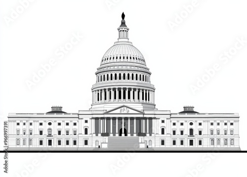 Detailed representation of the US Capitol dome architecture in PNG.