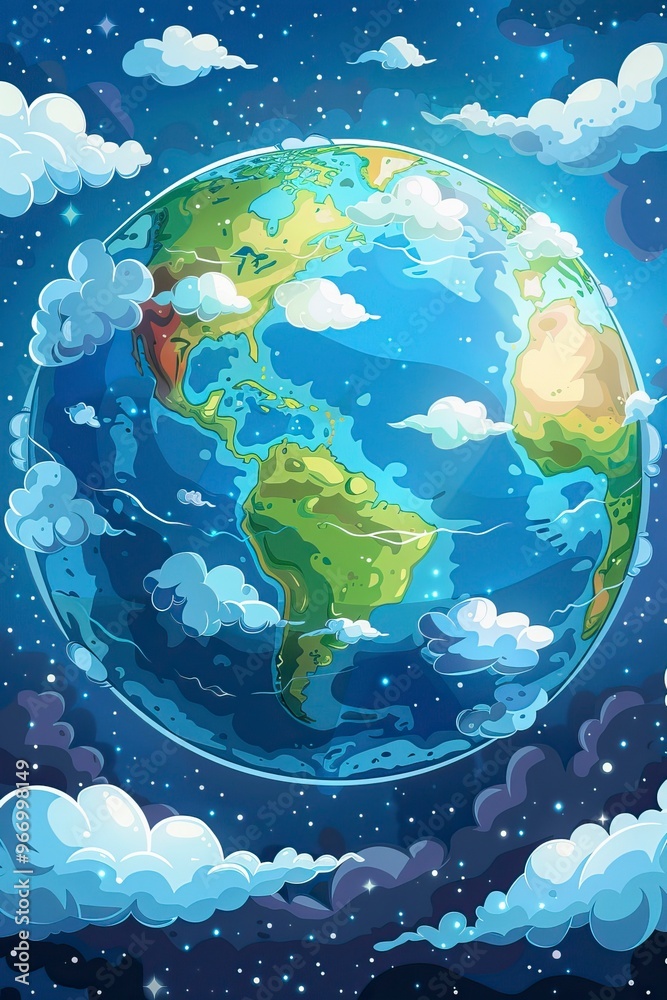 Obraz premium Ozone layer in cartoon style 