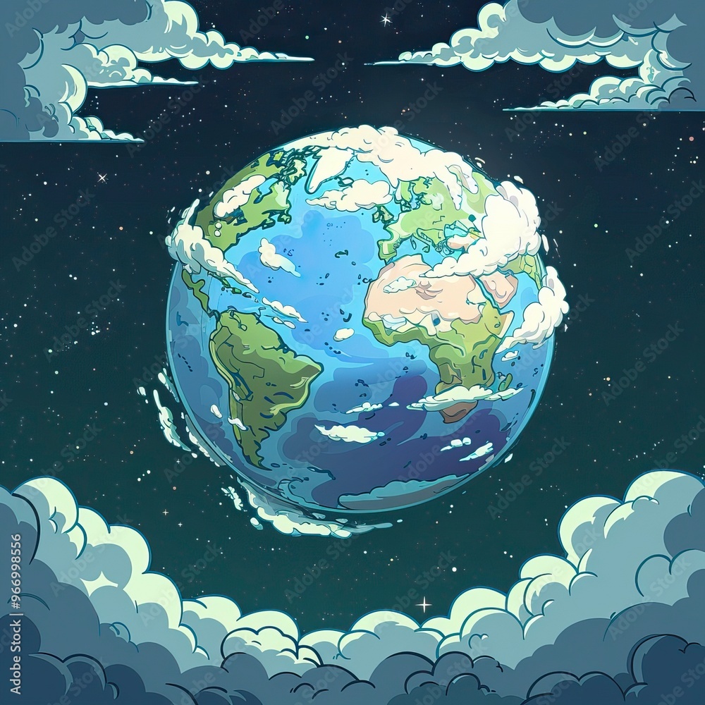 Naklejka premium Ozone layer in cartoon style 