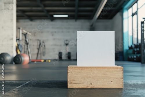 white box is on a wooden block in a gym