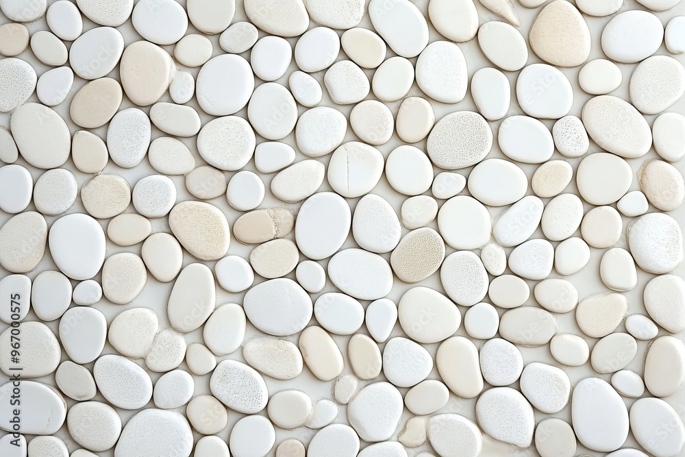 White pebble arrangement creating a circular pattern. White pebble arrangement creating a circular pattern.