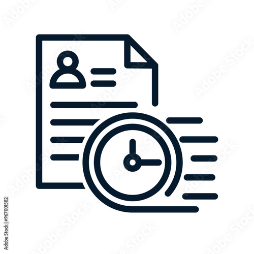 Document, hours. Vector linear icon isolated on white background.