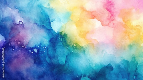 Vibrant abstract watercolor background featuring rich saturated colors and a whimsical imaginative design