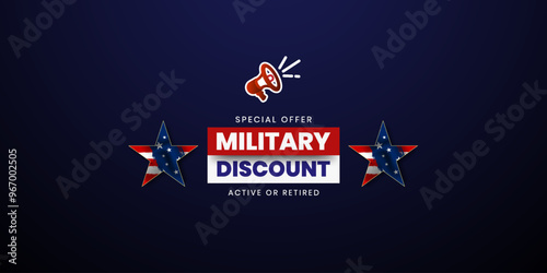 Military discount background, Military Discounts with US flag, military sale banner, vector illustration