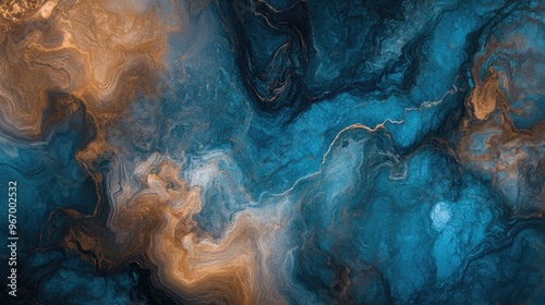 Abstract marble texture background featuring a blend of brown and blue hues ideal for use as wallpaper or a decorative background