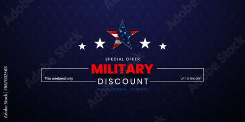 Military discount background, Military Discounts with US flag, military sale banner, vector illustration