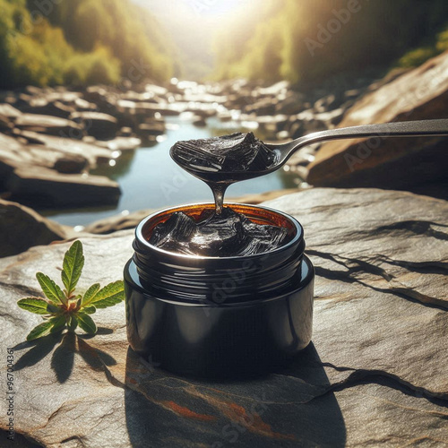 Pristine Shilajit: Detailed View of Nature's Healing Resin in the Sun