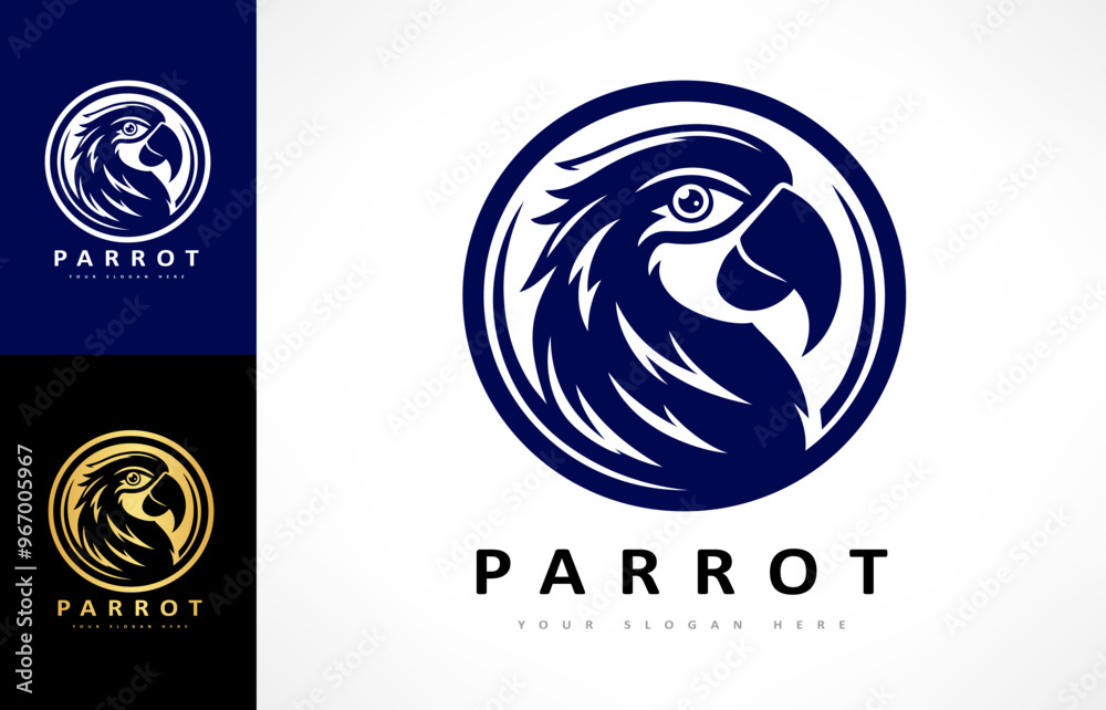Parrot bird logo. Tropical bird. Wild animal.