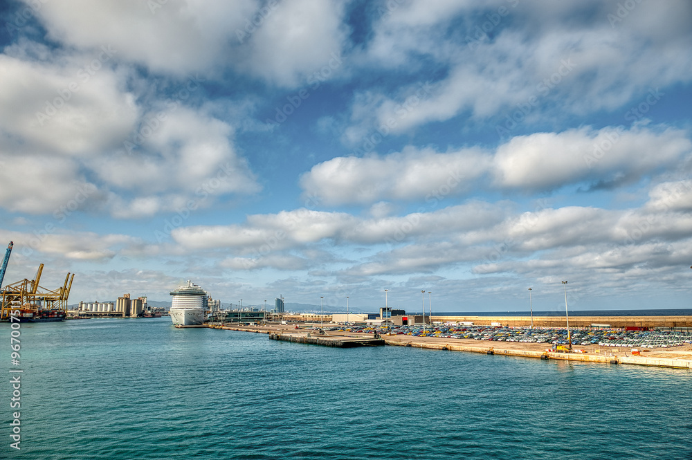 Entrance to the port of Barcelona, Spain