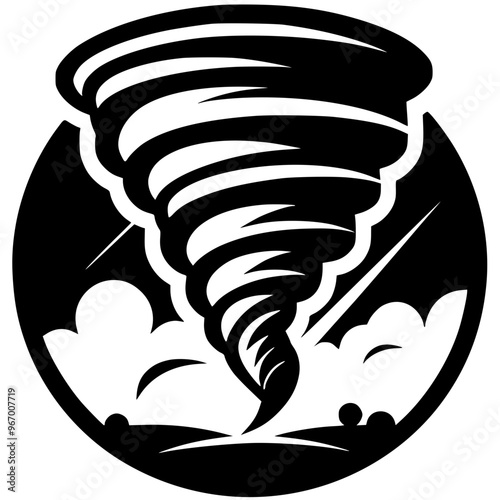 Silhouette of a violent tornado