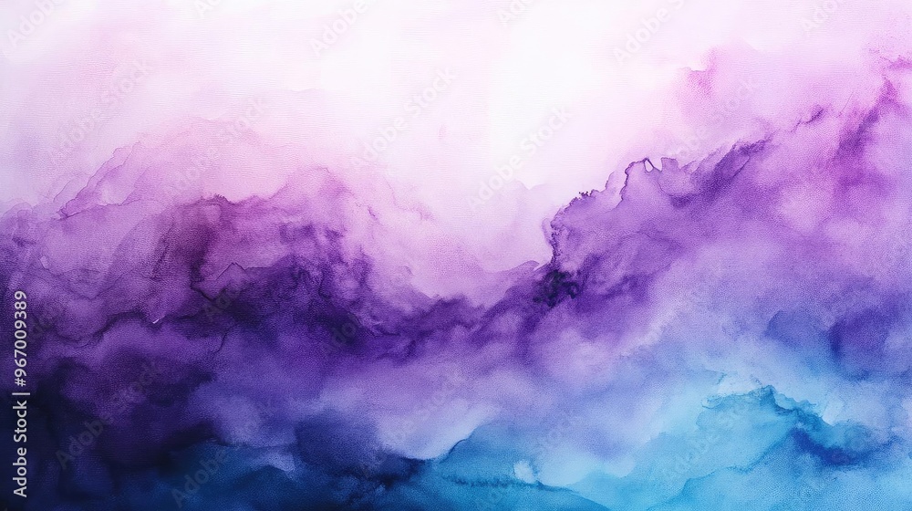 Fototapeta premium An abstract watercolor artwork featuring beautiful blends of purple and blue tones, ideal for creative projects and backgrounds.