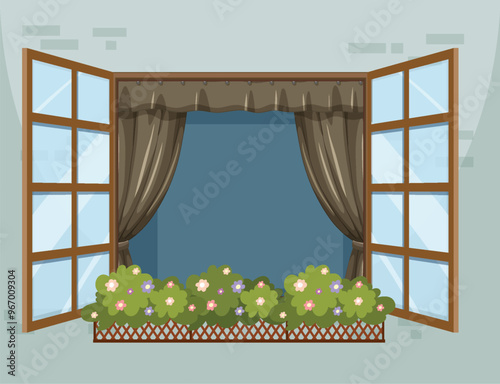Open Window with Flower Box