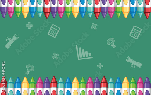 Colorful School Supplies Border Design