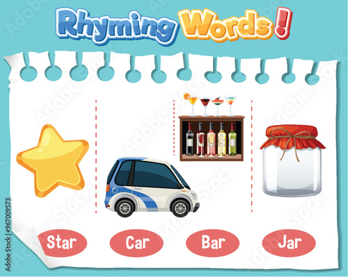 Rhyming Words Educational Illustration