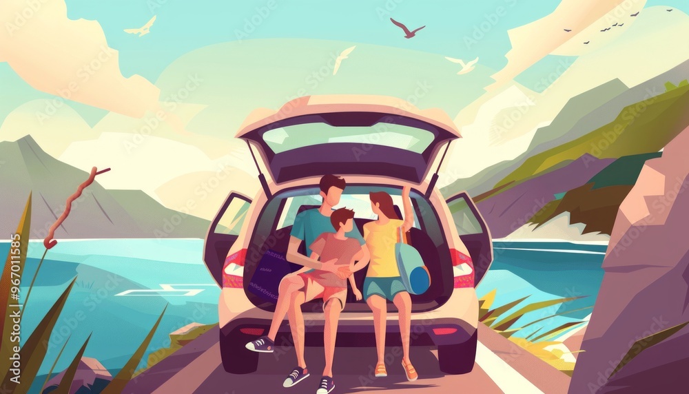 Fototapeta premium The Great Summer Escape: A Family Road Trip to Paradise!