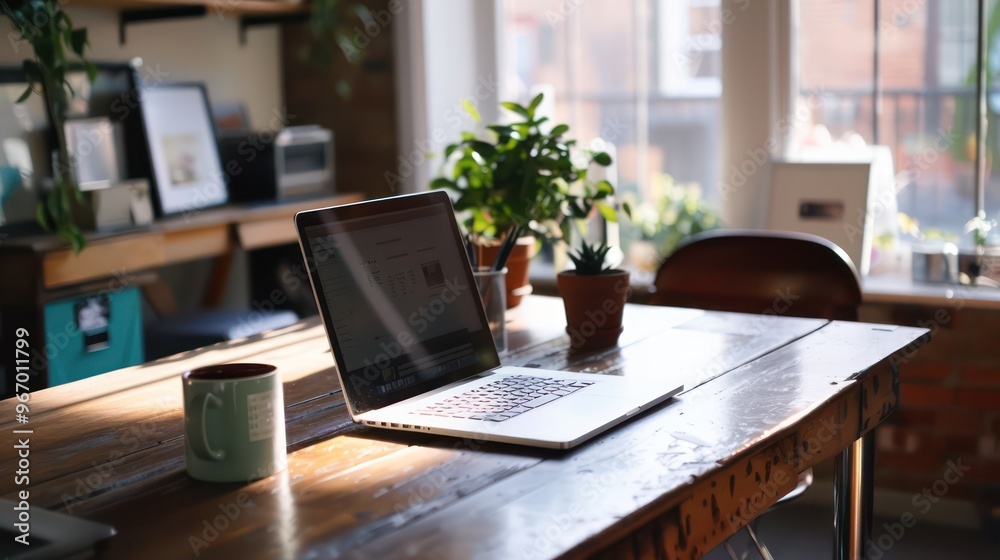 Office desk setup with motivational quotes Office desk setup with motivational quotes