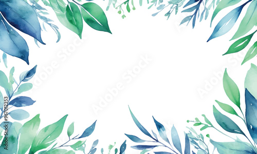 A floral frame with green leaves and a place for text