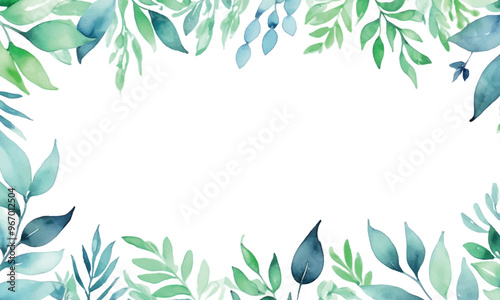 A floral frame with green leaves and a place for text