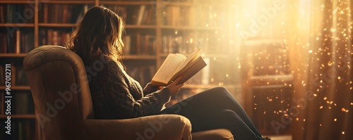 Woman Reading a Novel in a ...