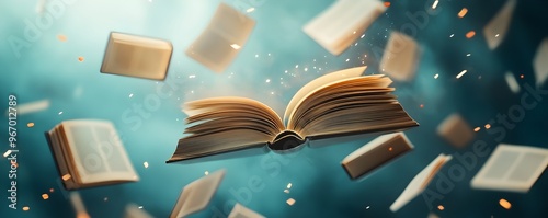 Floating Books Glowing with...