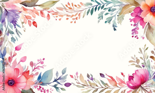 A frame of flowers with a white background that says spring