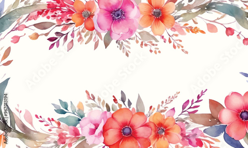 A frame of flowers with a white background that says spring