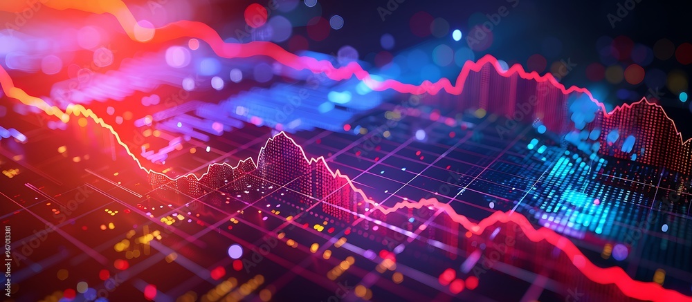 Vibrant business digital graph chart illustrating stock market growth and investment potential. Vibrant business digital graph chart illustrating stock market growth and investment potential.
