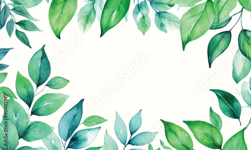 A floral frame with green leaves and a place for text