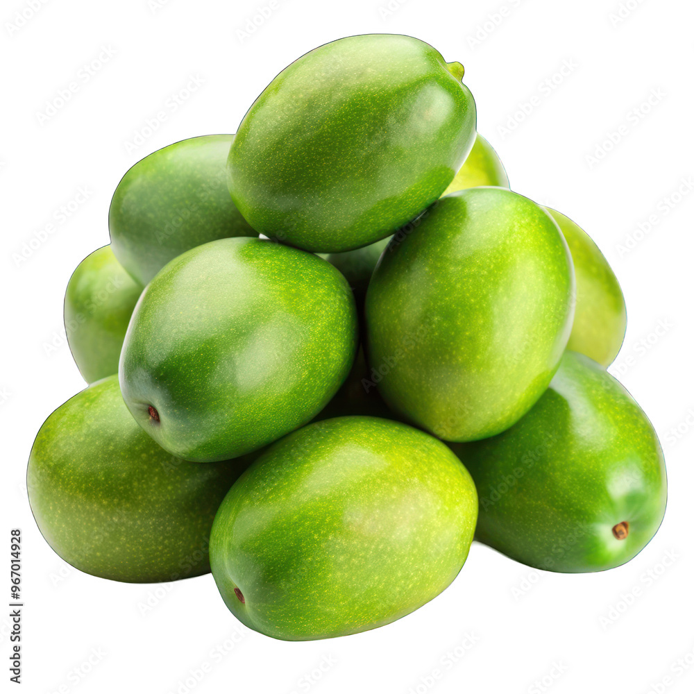 Pile of green mango isolated on transparent background