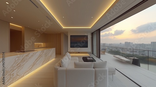 An open plan kitchen and li...