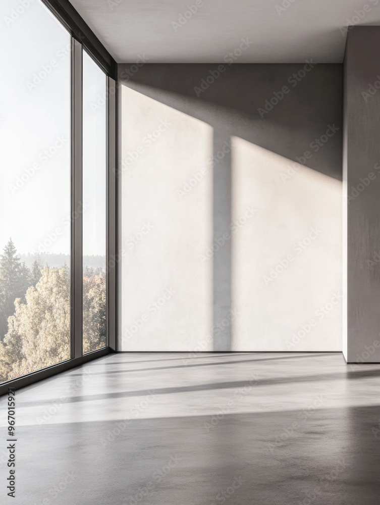 Modern minimalist room with large windows, natural day lighting in neutral colors. Contemporary interior with ample copyspace. Modern minimalist room with large windows, natural day lighting in neutral colors. Contemporary interior with ample copyspace.