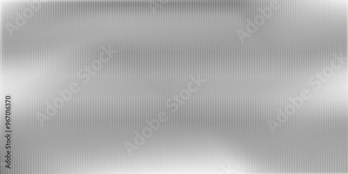 Ribbed Glass texture gray background. Transparent overlay effect for wavy clear plastic texture. Rectangular empty banner of abstract corrugated striped frosted plexiglass or acrylic fluted panel