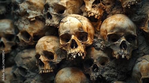 Pile of skulls and bones