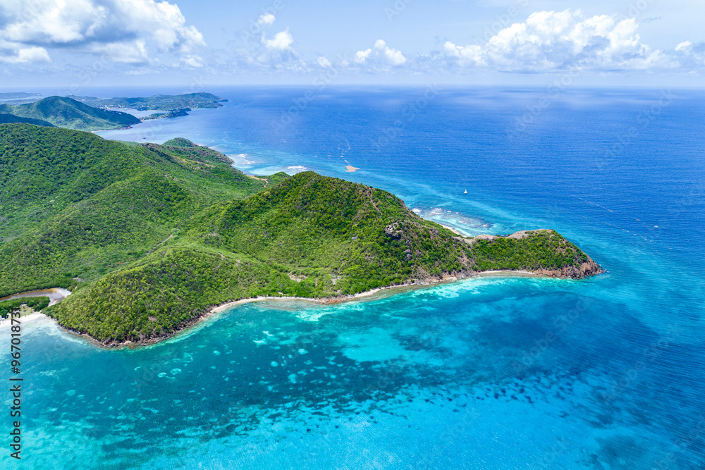 Aerial view of the crystal clear Caribbean sea Aerial view of the crystal clear Caribbean sea