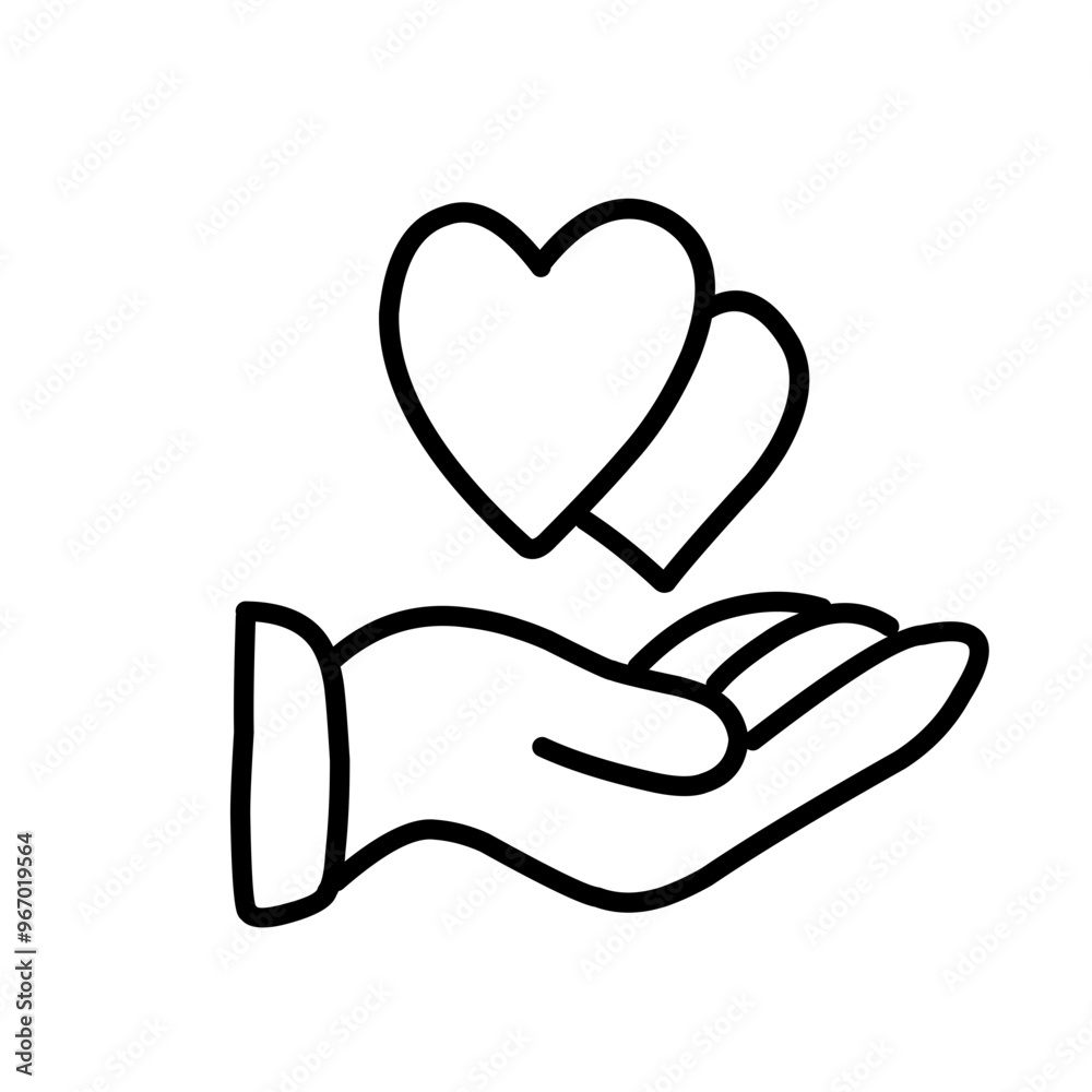 Heart in hand line icon Heart in hand line icon