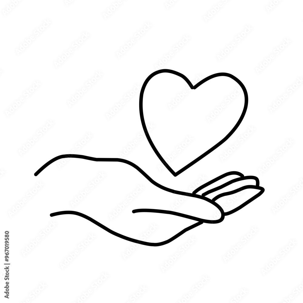 Heart in hand line icon Heart in hand line icon
