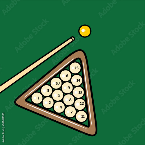 background of billiard ball and stick top view vector illustration