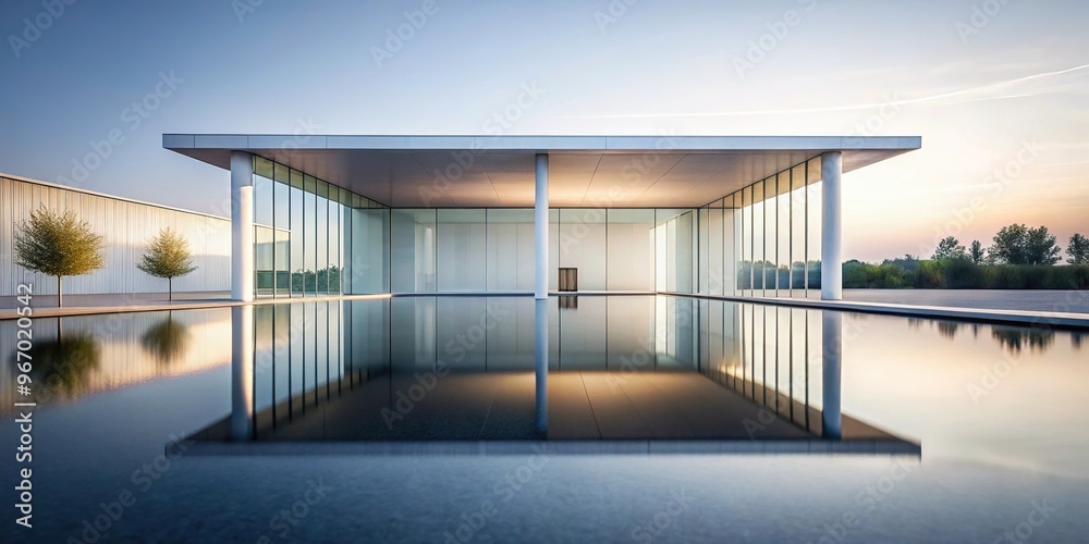 Obraz premium Tranquil reflection of modern architecture