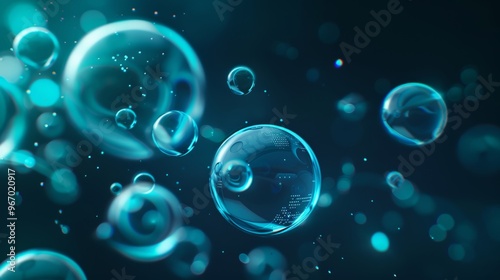 Innovative visualization of blue and cyan spheres representing ai services and data connectivity