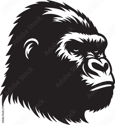 gorilla head silhouette vector art
