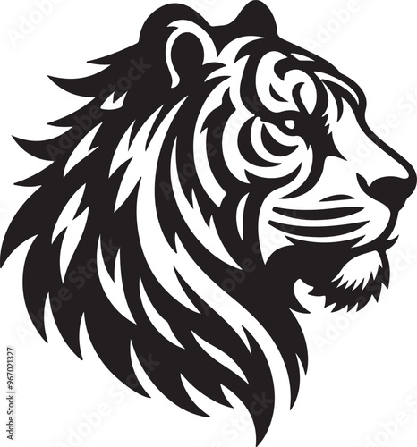 tiger head silhouette vector art