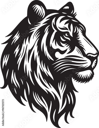 tiger head silhouette vector art