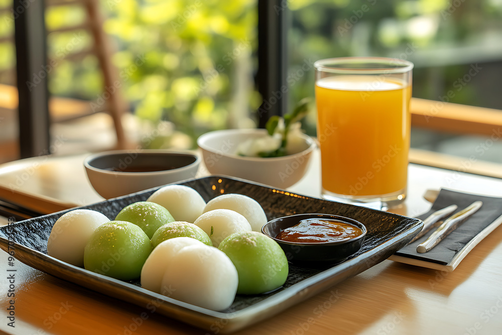Klepon, also known as onde-onde, is a type of cake or steamed snack made from sticky rice flour which is rounded, filled with brown sugar and spread on grated coconut until it sticks.