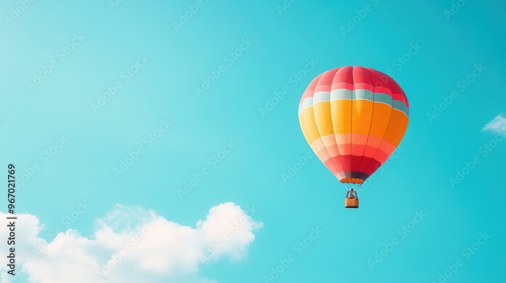 Obraz premium A hot air balloon gracefully navigating the sky, showcasing a slower, but equally captivating form of travel.