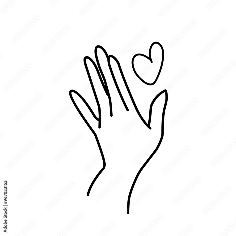 Hand with love icon vector illustration Hand with love icon vector illustration