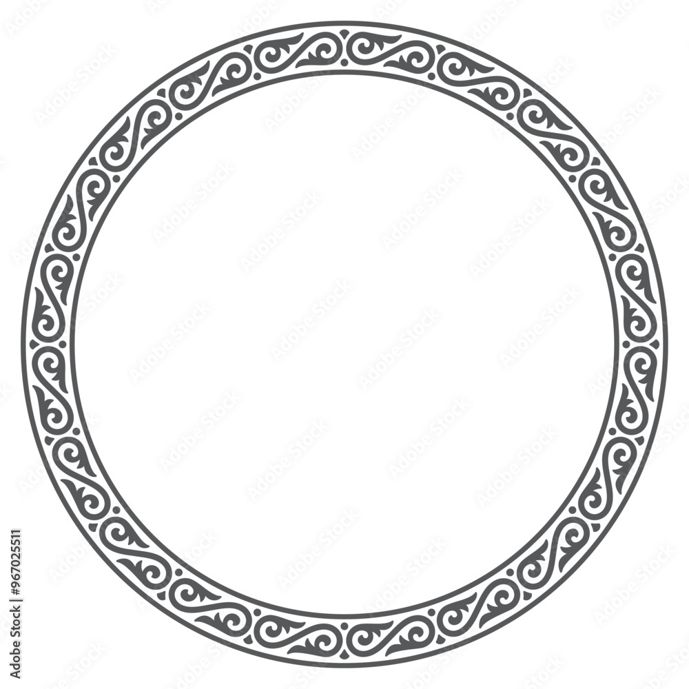 Vector circular frame with decorative, intricate pattern of swirling lines and shapes. Isolated on white background Vector circular frame with decorative, intricate pattern of swirling lines and shapes. Isolated on white background