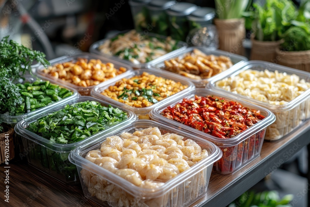 Ingredients for asian dishes prepared and ready for cooking
