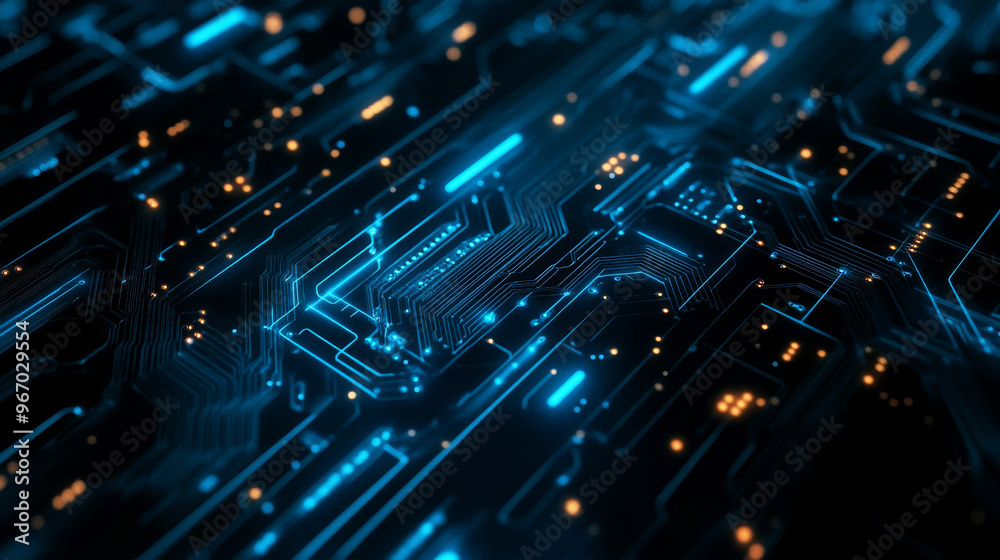 A background with digital lines and patterns, like you'd see on a computer circuit board.