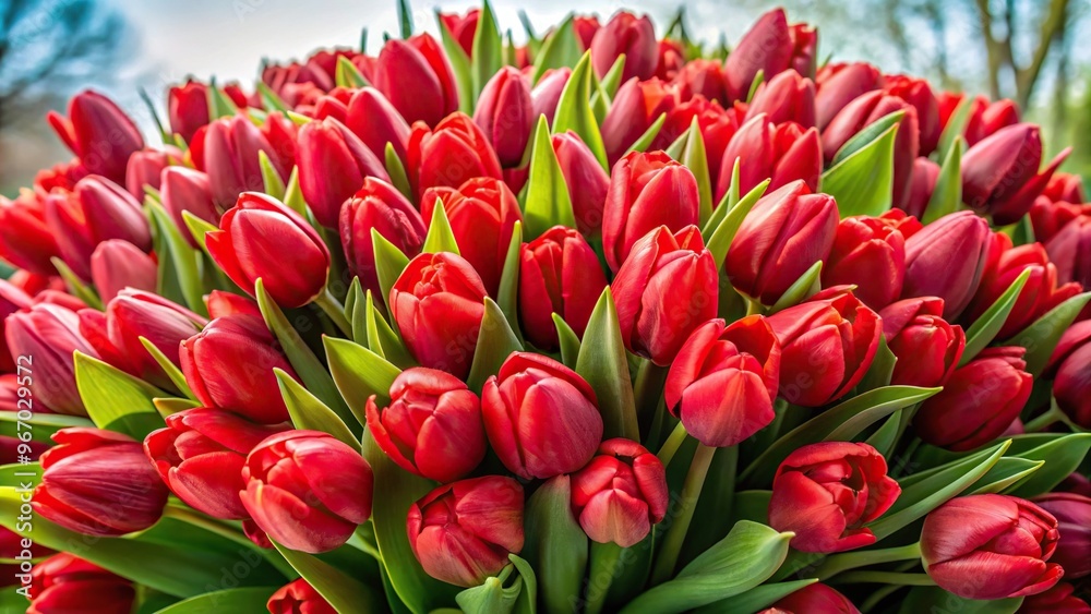 Tulip bouquet with red blossoms and heart Tulip bouquet with red blossoms and heart